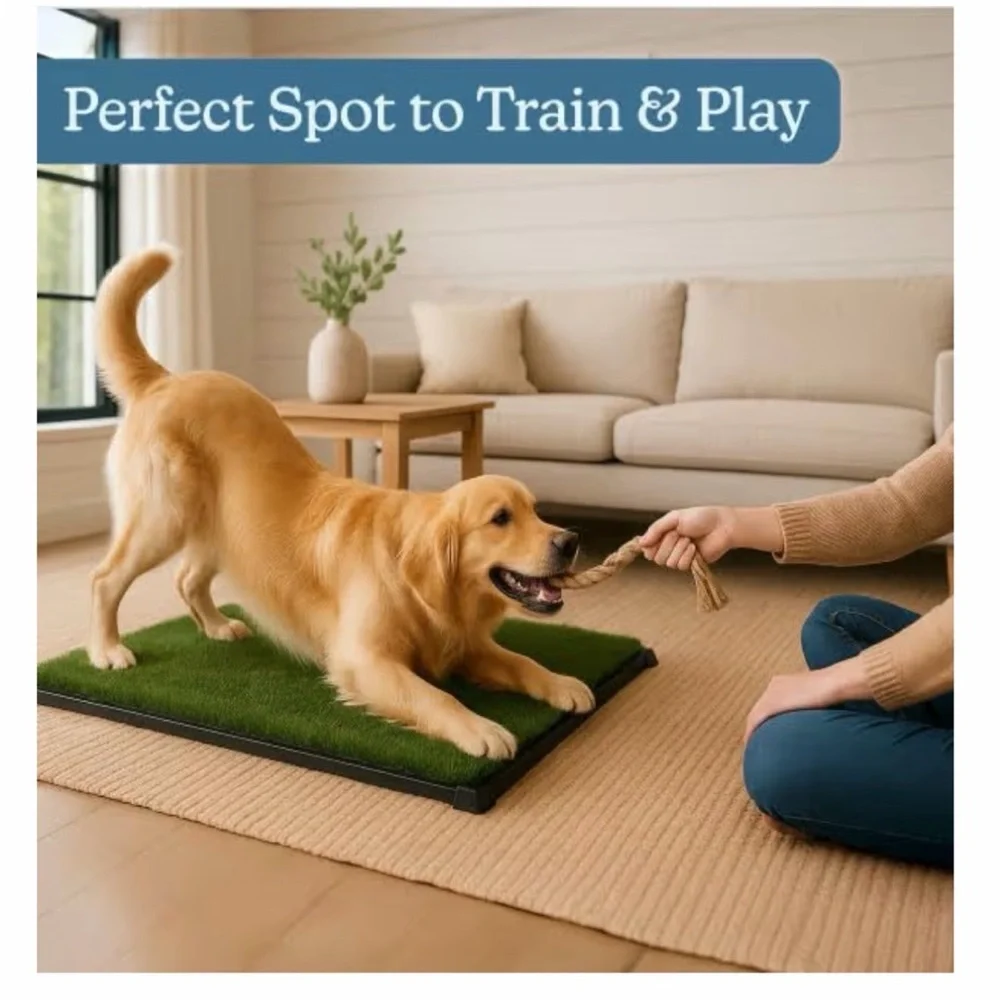 Pet🐩Potty Trainer Easy Clean Indoor/Outdoor Tray w Reusable Grass 🐕‍🦺20”x30”